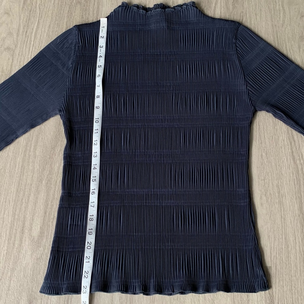 Ganni Navy Pleated Top - Picture 10 of 11